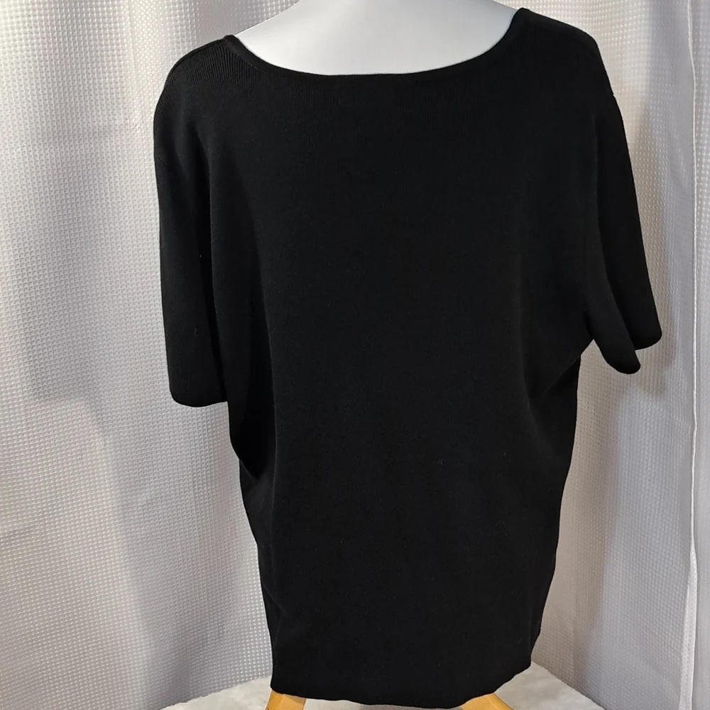 Black Short Sleeve Scoop Neck Sweater - Picture 2 of 7